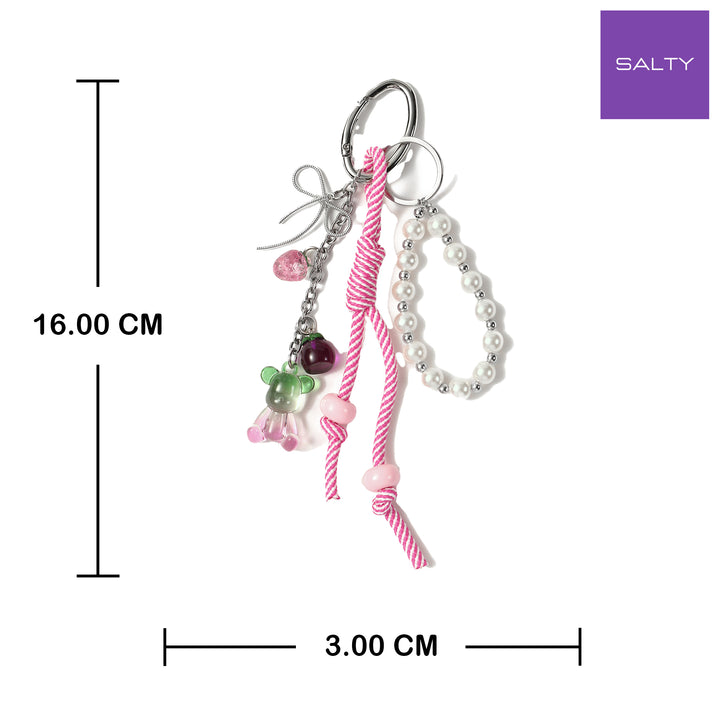 Charming Pink & White Pearls Purse Charm