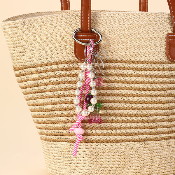 Charming Pink & White Pearls Purse Charm