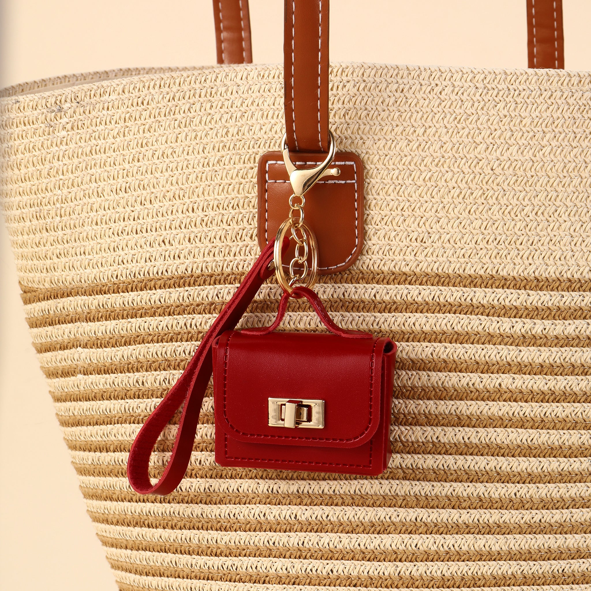 The Office Mini Leather Bag Charm - Red