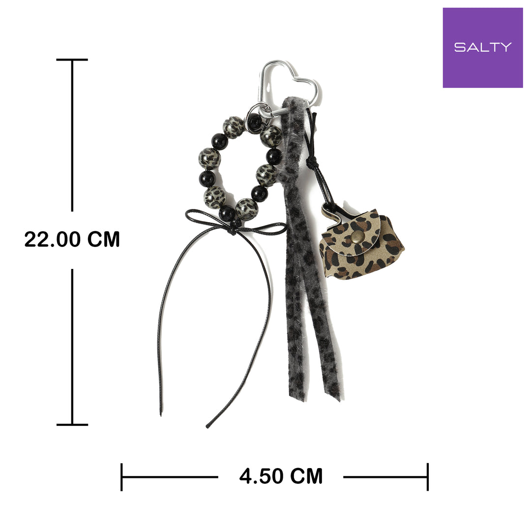 The LeopardLoop Keyring Bag Charm - Black