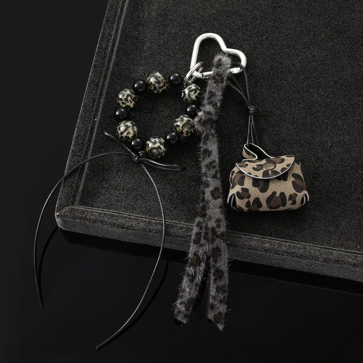 The LeopardLoop Keyring Bag Charm - Black