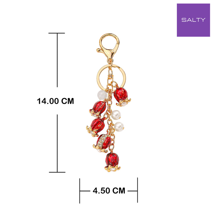 Red Glass Beads and Pearl Charm