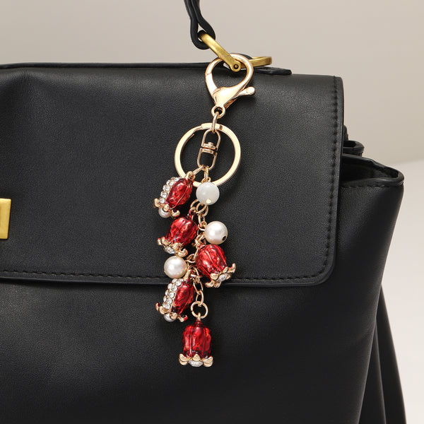 Red Glass Beads and Pearl Charm