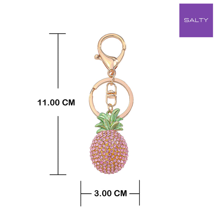 Pink Pineapple Crystal Bag Charm