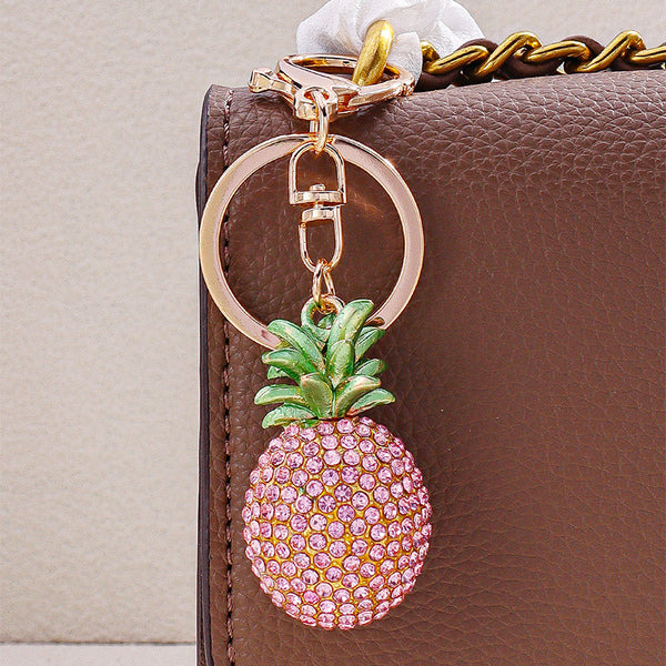 Pink Pineapple Crystal Bag Charm