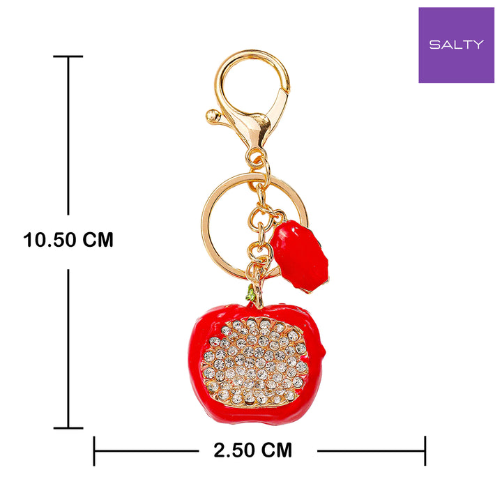 Crystal Studded Apple Bag Charm for Girls