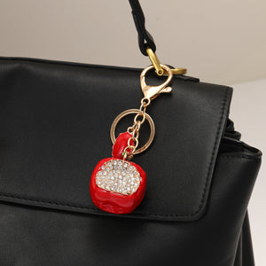 Crystal Studded Apple Bag Charm for Girls