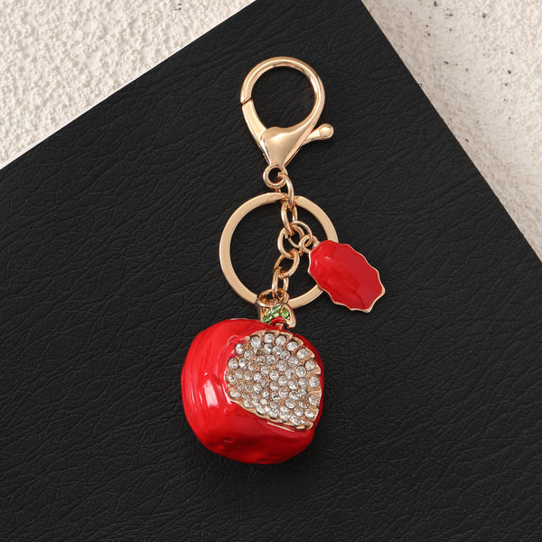 Crystal Studded Apple Bag Charm for Girls