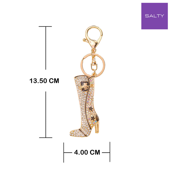 Studed White Boot Bag Charm for Women