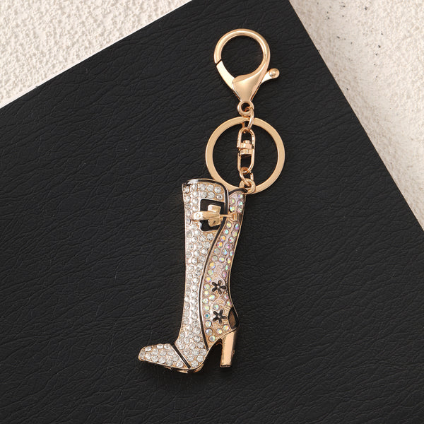 Studed White Boot Bag Charm for Women