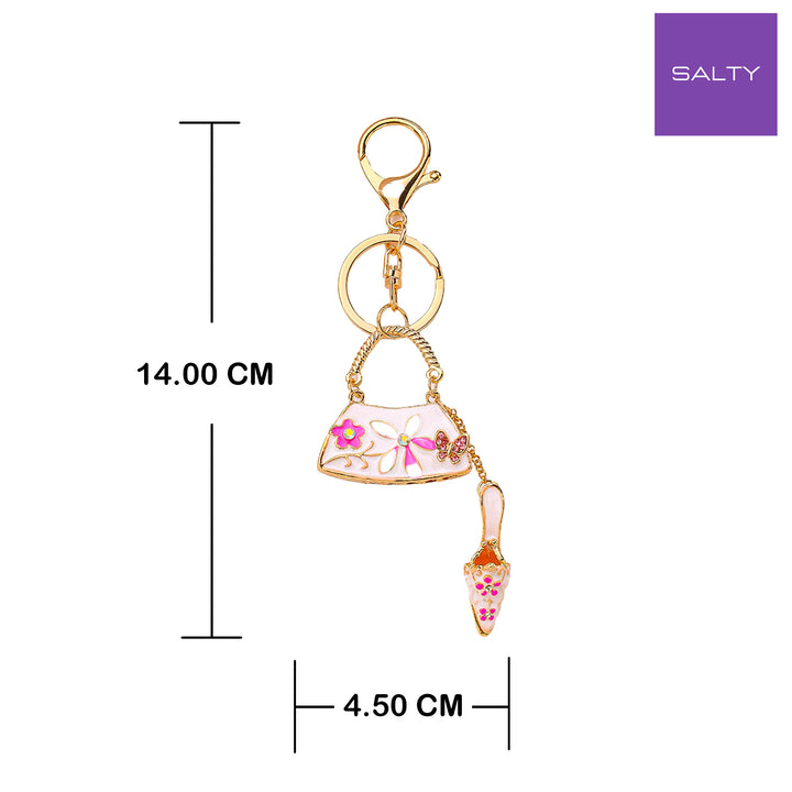 Pink MultiCharm Floral Themed Bag Charm