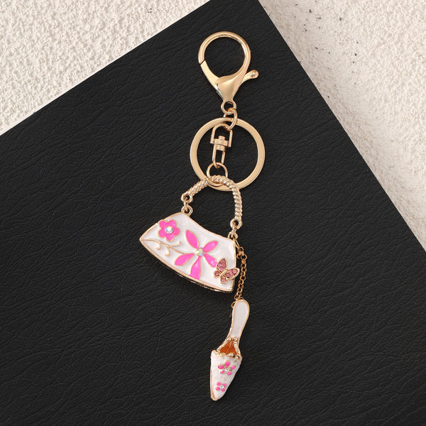 Pink MultiCharm Floral Themed Bag Charm