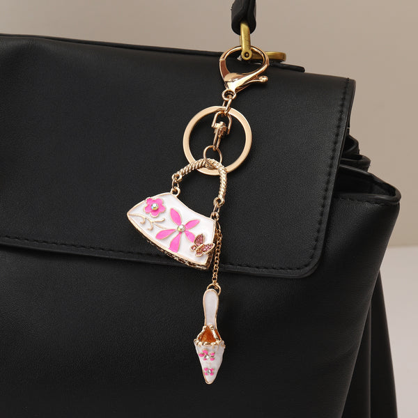 Pink MultiCharm Floral Themed Bag Charm