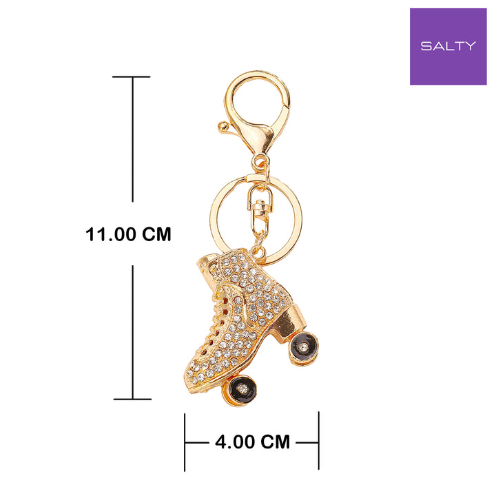 Crystal Studded Skates Gold Bag Charm