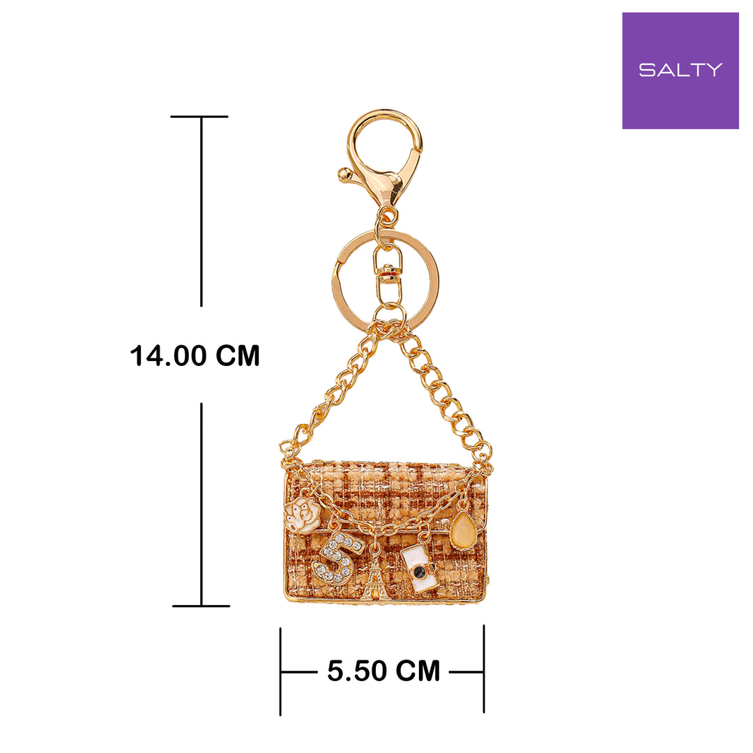 Mini Paris Purse Bag Charm-Brown