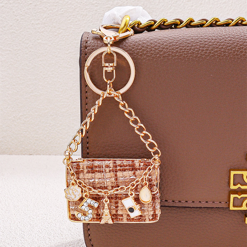 Mini Paris Purse Bag Charm-Brown