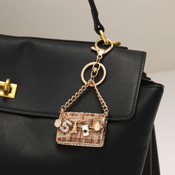 Mini Paris Purse Bag Charm-Brown