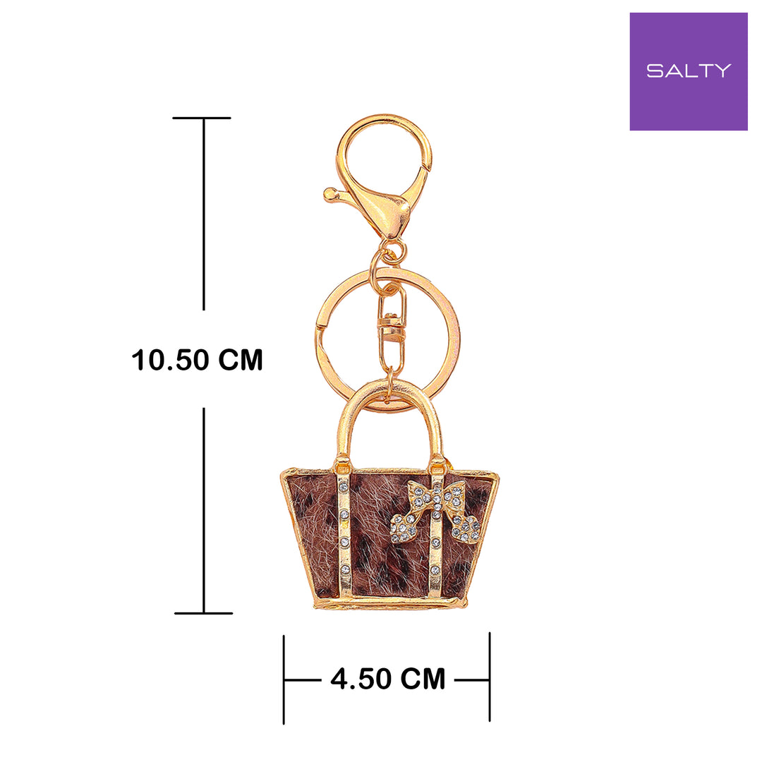 Leopard Print Bucket Bag Charm-Brown