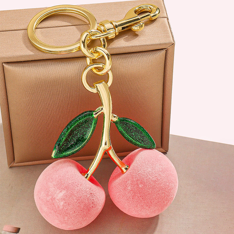 Frosted Pink Cherry Bag Charm for Girls - Salty Accessories
