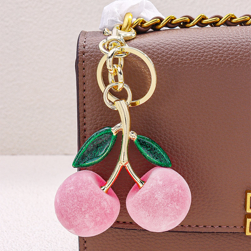 Frosted Pink Cherry Bag Charm for Girls - Salty Accessories