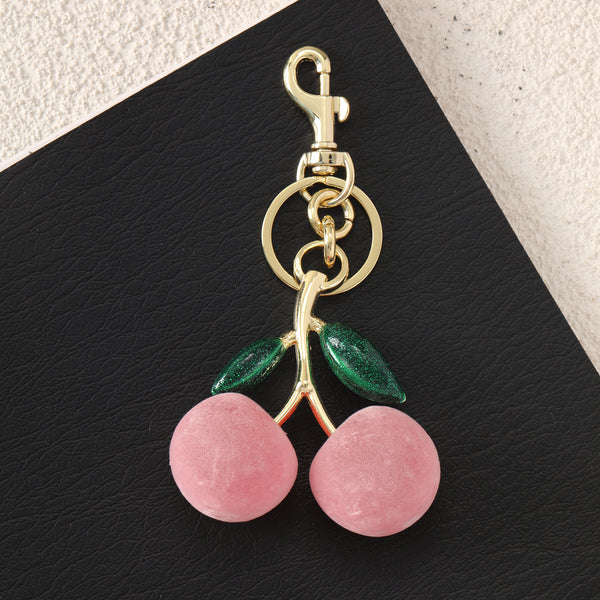 Frosted Pink Cherry Bag Charm for Girls