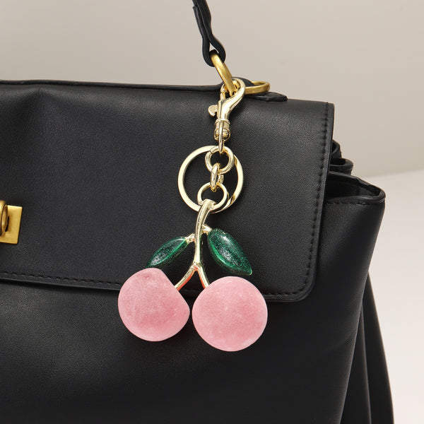 Frosted Pink Cherry Bag Charm for Girls