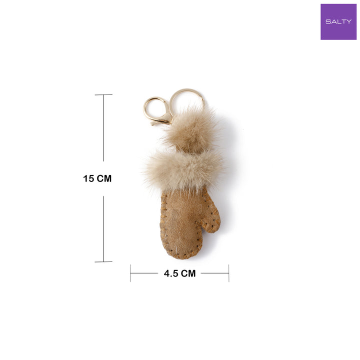 Winter Mittens Pom Bag Charm - Brown