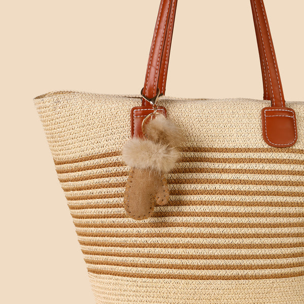 Winter Mittens Pom Bag Charm - Brown