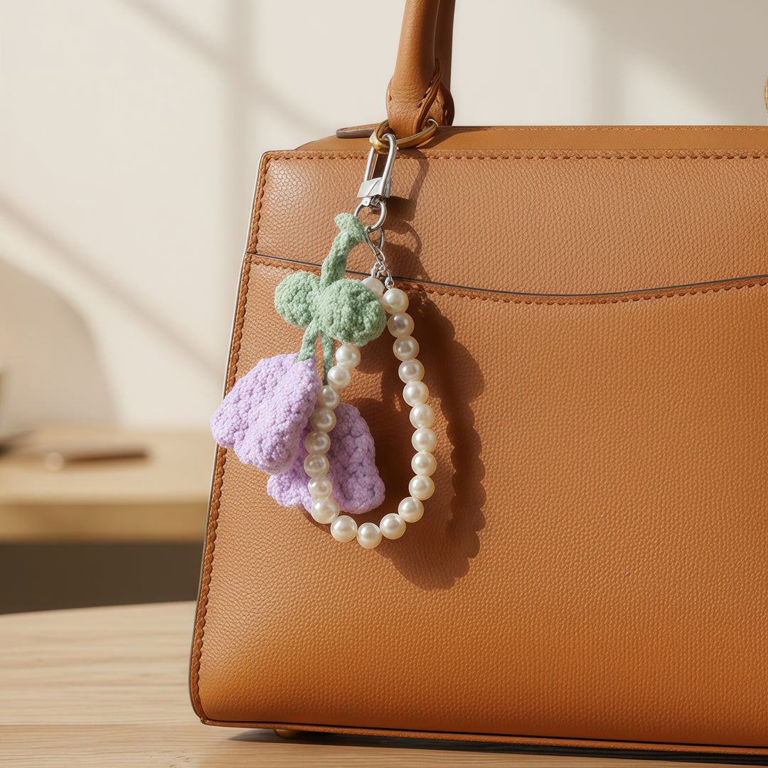 BloomKnit Pearl Bag Charm - Lilac