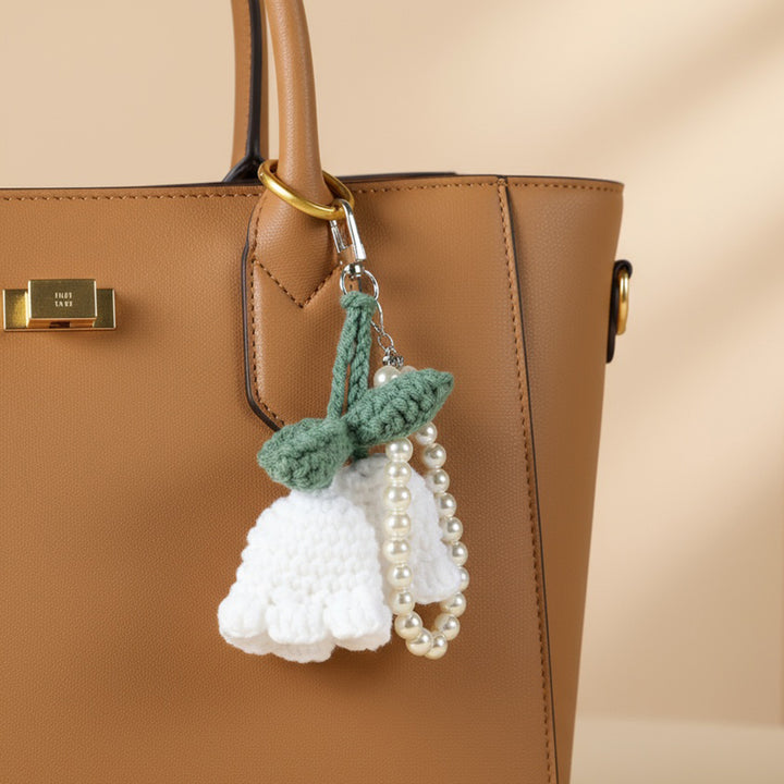 BloomKnit Pearl Bag Charm - White