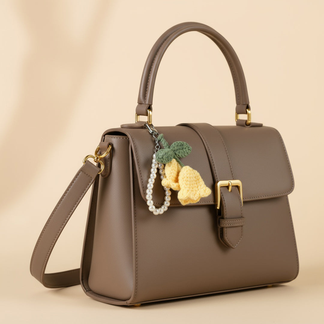 BloomKnit Pearl Bag Charm - Yellow