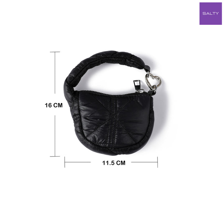 Mini Quilted Puff Bag Charm - Black