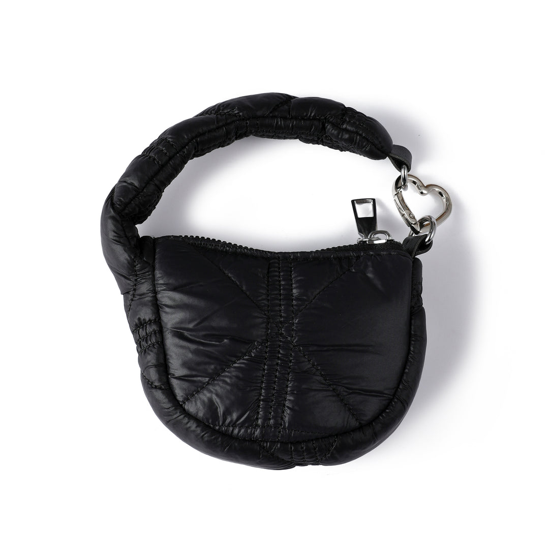 Mini Quilted Puff Bag Charm - Black