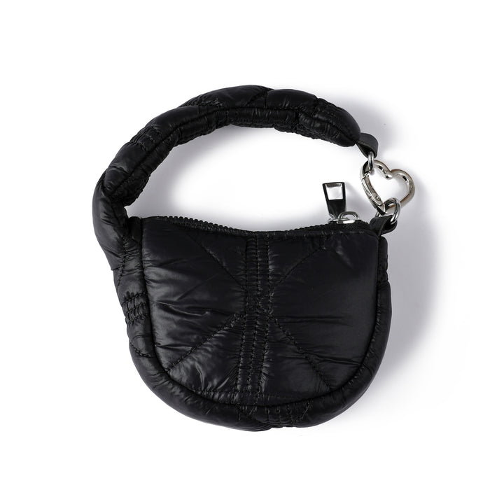 Mini Quilted Puff Bag Charm - Black