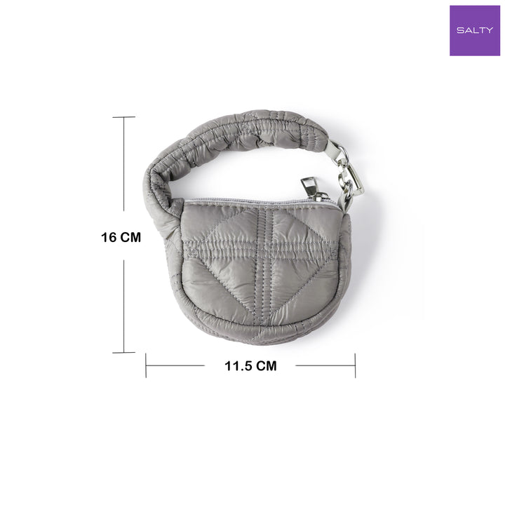 Mini Quilted Puff Bag Charm - Grey