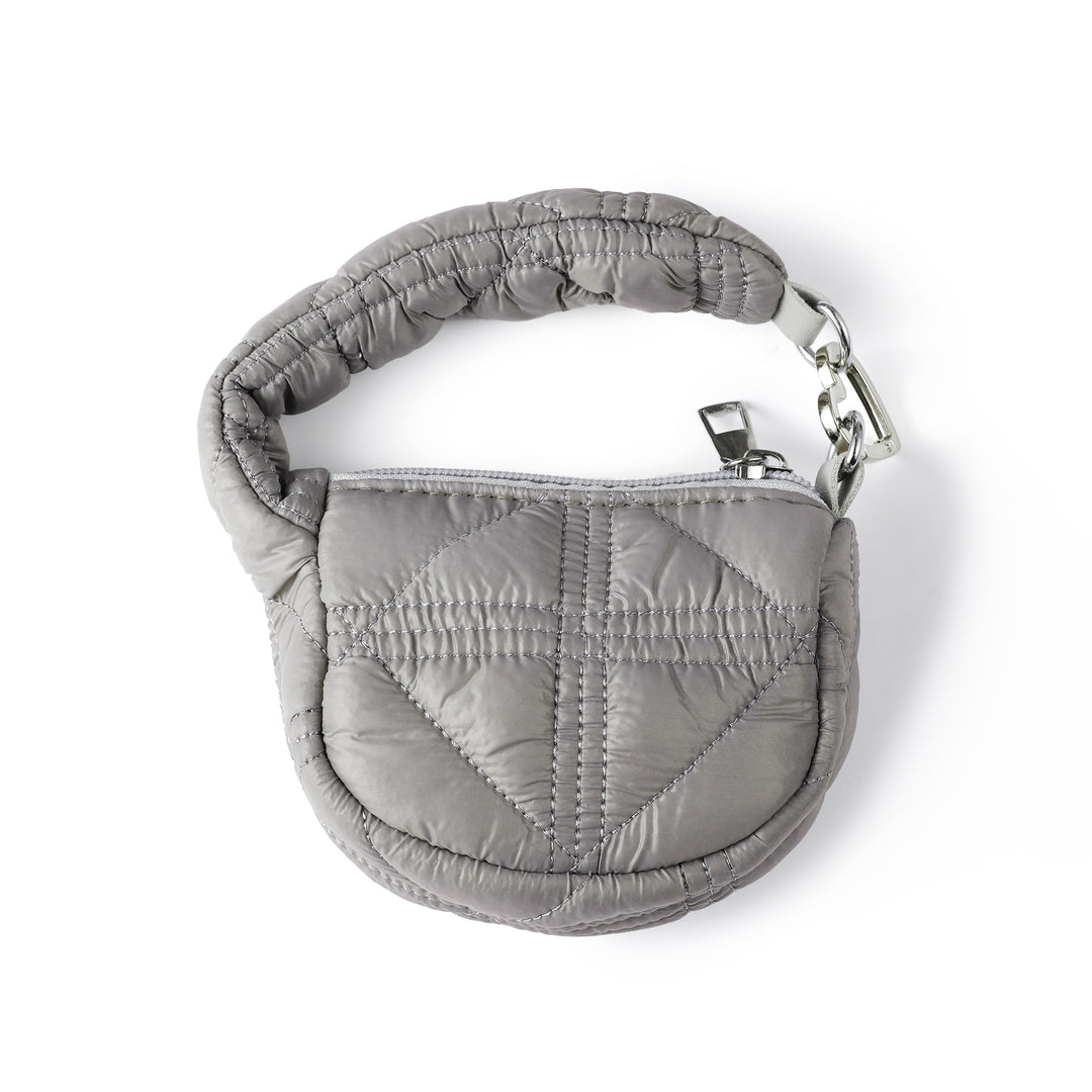 Mini Quilted Puff Bag Charm - Grey
