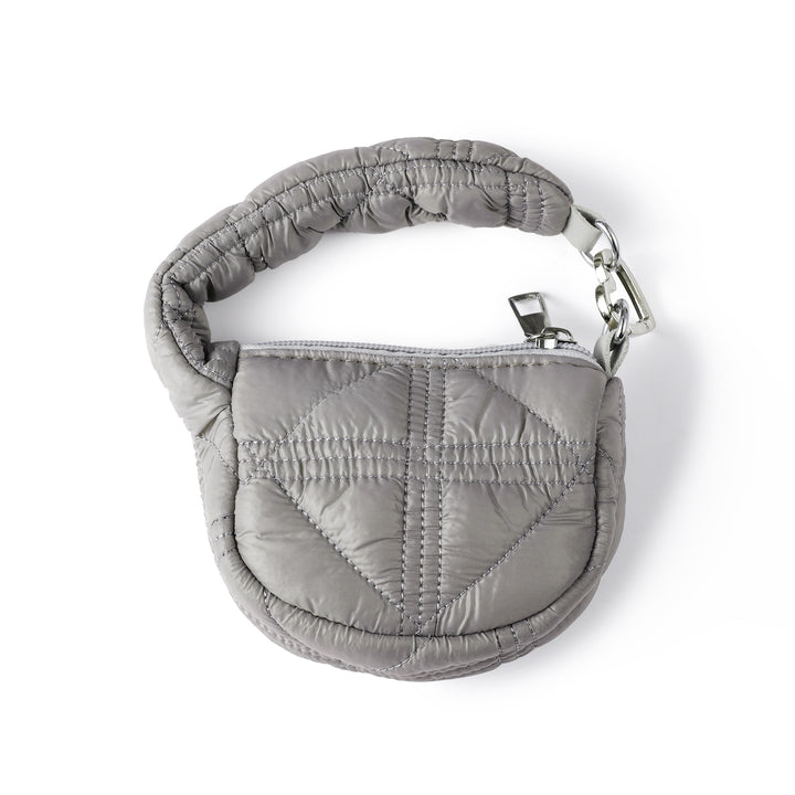 Mini Quilted Puff Bag Charm - Grey