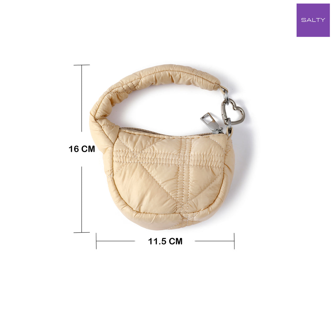 Mini Quilted Puff Bag Charm - Off White
