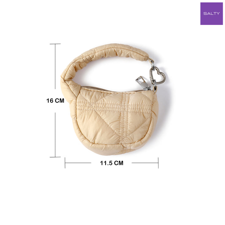 Mini Quilted Puff Bag Charm - Off White