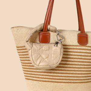 Mini Quilted Puff Bag Charm - Off White