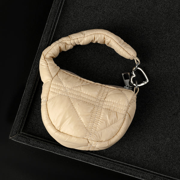 Mini Quilted Puff Bag Charm - Off White