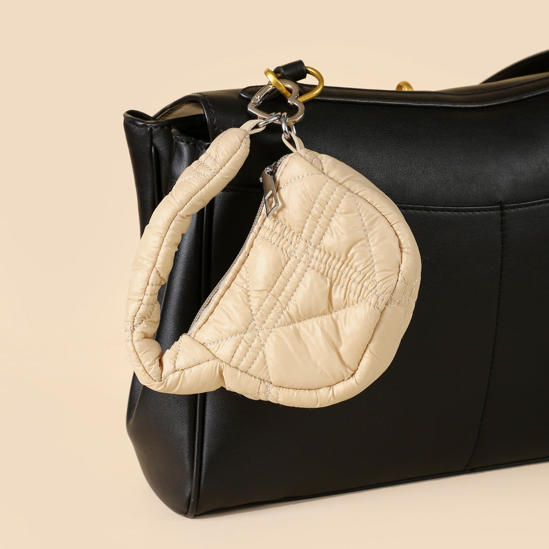 Mini Quilted Puff Bag Charm - Off White