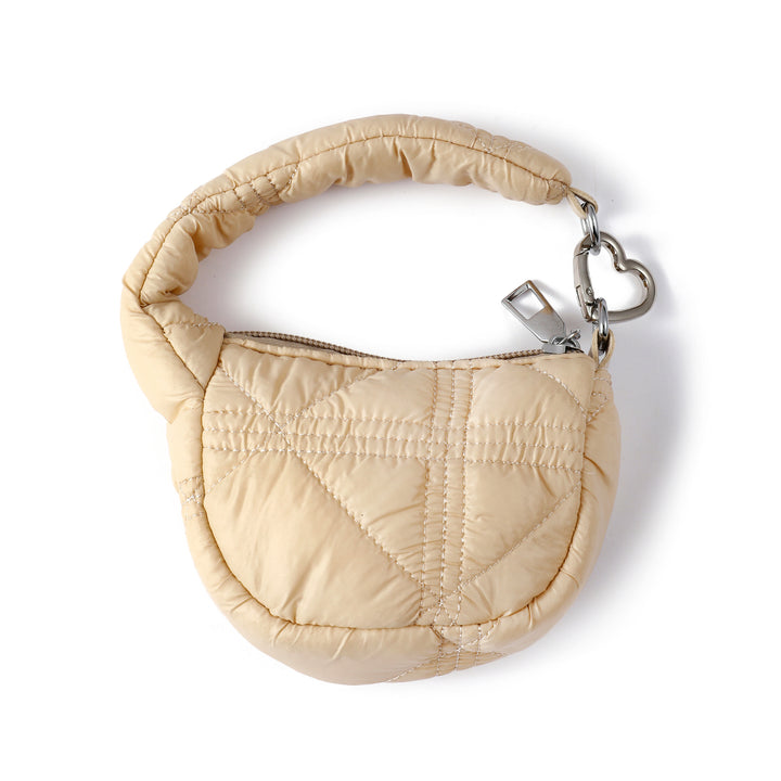 Mini Quilted Puff Bag Charm - Off White