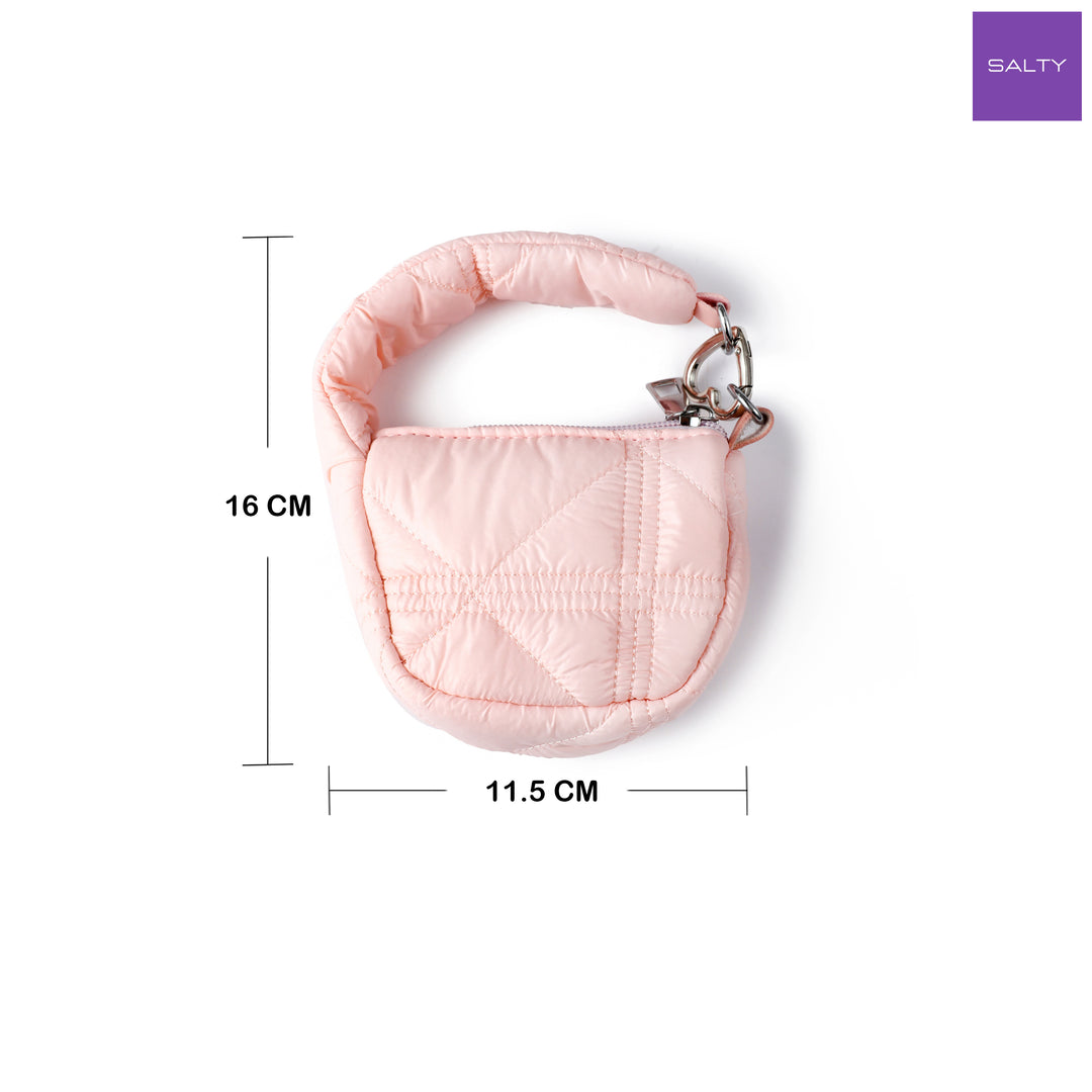 Mini Quilted Puff Bag Charm - Baby Pink
