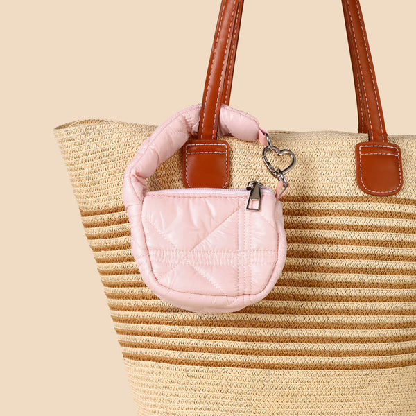 Mini Quilted Puff Bag Charm - Baby Pink