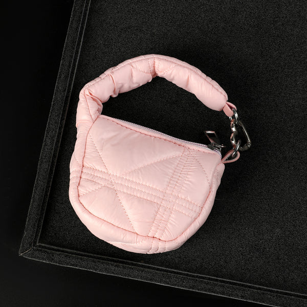 Mini Quilted Puff Bag Charm - Baby Pink