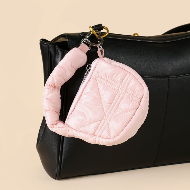 Mini Quilted Puff Bag Charm - Baby Pink