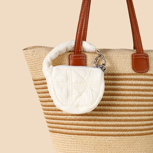 Mini Quilted Puff Bag Charm - White