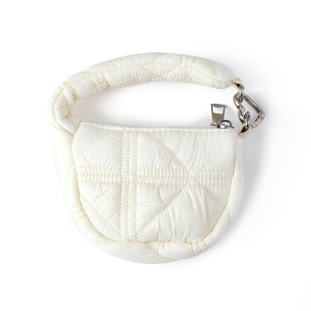 Mini Quilted Puff Bag Charm - White