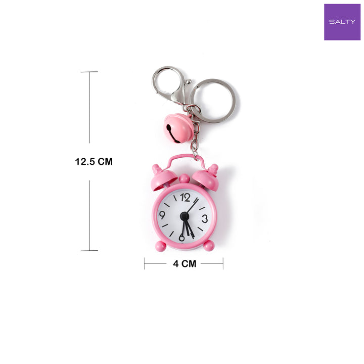 Mini Alarm Clock Bag Charm - Pink